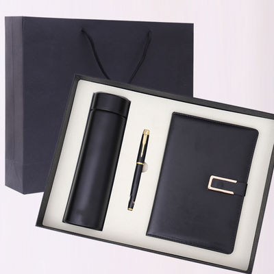 Customized Business Gift Set Stainless Steel Vacuum Cup Pen Magnetic PU Leather Notebook