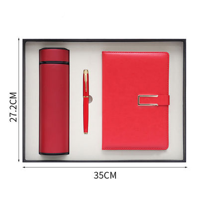Customized Business Gift Set Stainless Steel Vacuum Cup Pen Magnetic PU Leather Notebook